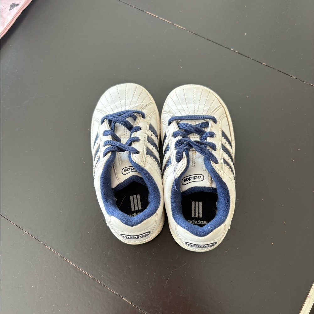 Adidas Kids Navy and White Sneakers